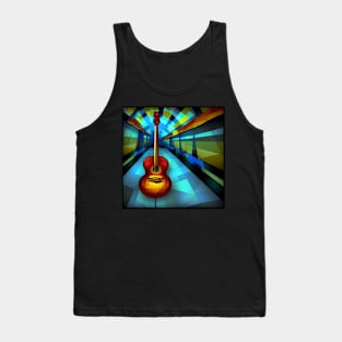 An Acoustic Guitar In A Narrow Room Tank Top